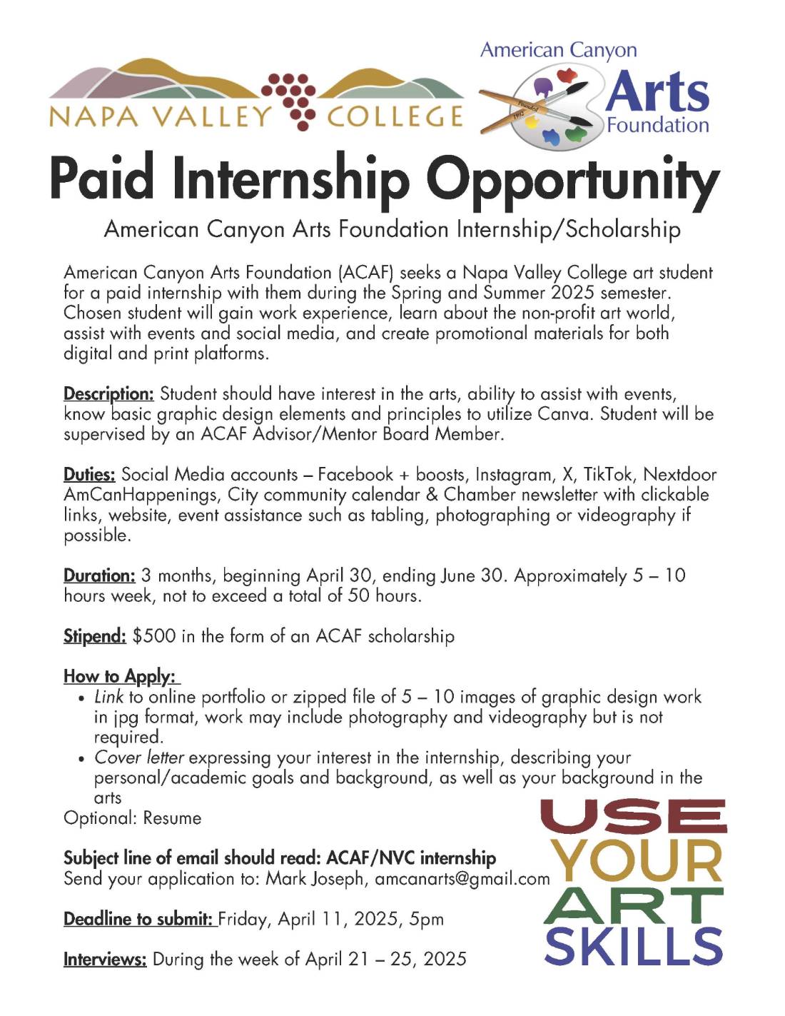 ACAF Internship Flyer